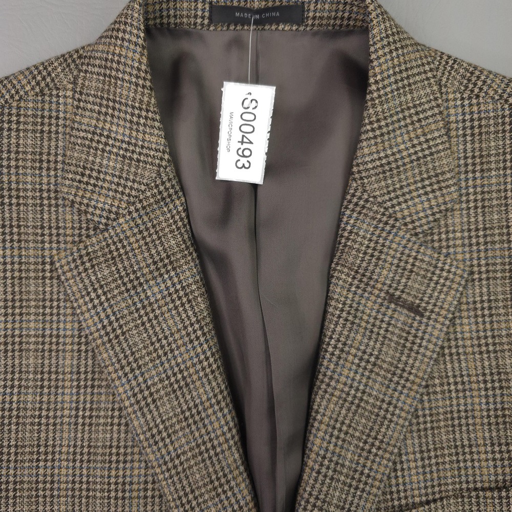 John W Nordstrom Blazer Mens 40R Brown Wool Houndstooth Tweed Sport Coat Jacket - Picture 15 of 15